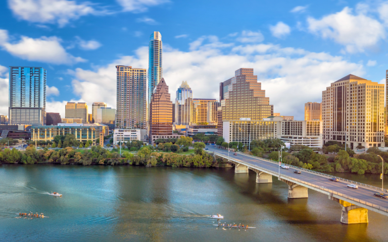 Austin, TX skyline and river