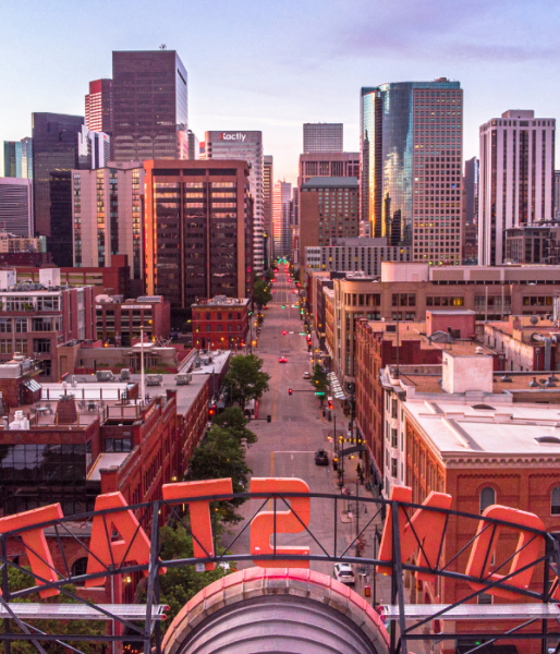 Denver, CO Union Station and skyline